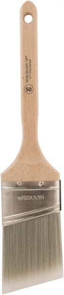 Wooster Brush - 2-1/2" Oval/Angle Polyester Angular Brush - 2-15/16" Bristle Length, 6-1/2" Wood Fluted Handle - Exact Tool & Supply