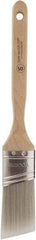 Wooster Brush - 1-1/2" Oval/Angle Polyester Angular Brush - 2-7/16" Bristle Length, 5.756" Wood Fluted Handle - Exact Tool & Supply