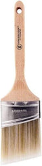 Wooster Brush - 3" Oval/Angle Polyester Angular Brush - 2-15/16" Bristle Length, 6-5/8" Wood Fluted Handle - Exact Tool & Supply