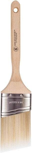 Wooster Brush - 2-1/2" Oval/Angle Polyester Angular Brush - 2-15/16" Bristle Length, 6-5/8" Wood Fluted Handle - Exact Tool & Supply