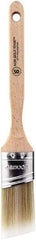 Wooster Brush - 1-1/2" Oval/Angle Polyester Angular Brush - 2-7/16" Bristle Length, 6-1/8" Wood Fluted Handle - Exact Tool & Supply