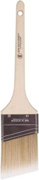 Wooster Brush - 2-1/2" Angled Polyester Angular Brush - 2-11/16" Bristle Length, 6-1/2" Wood Fluted Handle - Exact Tool & Supply