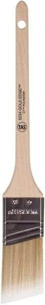 Wooster Brush - 1-1/2" Angled Polyester Angular Brush - 2-3/16" Bristle Length, 6-1/2" Wood Fluted Handle - Exact Tool & Supply