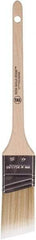 Wooster Brush - 1-1/2" Angled Polyester Angular Brush - 2-3/16" Bristle Length, 6-1/2" Wood Fluted Handle - Exact Tool & Supply