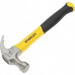 Stanley - 16 oz Head, Straight Rip Claw Hammer - 12.8" OAL, Steel Head, 1.1" Face Diam, Smooth Face, Fiberglass Handle with Grip - Exact Tool & Supply