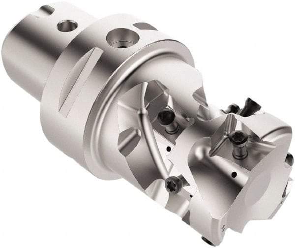 Seco - 54mm Cut Diam, 70.11mm Max Depth of Cut, 105mm OAL, Indexable Square Shoulder Helical End Mill - LOEX Inserts, C5 Modular Connection, 90° Lead Angle, Through Coolant, Series R217.94 - Exact Tool & Supply
