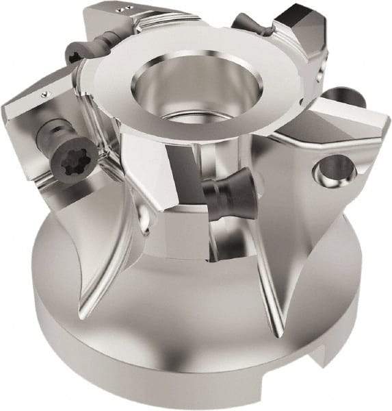 Seco - 5 Inserts, 33mm Cutter Diam, 2.2mm Max Depth of Cut, Indexable High-Feed Face Mill - 22mm Arbor Hole Diam, 10.4mm Keyway Width, 40mm High, R220.21 Toolholder, SC..12.. Inserts, Series R220.21 - Exact Tool & Supply