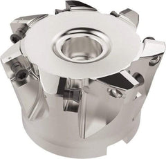 Seco - 7 Inserts, 61.1mm Cutter Diam, 2.16mm Max Depth of Cut, Indexable High-Feed Face Mill - 27mm Arbor Hole Diam, 12.4mm Keyway Width, 50mm High, R220.21 Toolholder, SC..12.. Inserts, Series R220.21 - Exact Tool & Supply