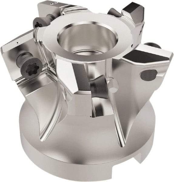 Seco - 5 Inserts, 31mm Cutter Diam, 2.2mm Max Depth of Cut, Indexable High-Feed Face Mill - 22mm Arbor Hole Diam, 10.4mm Keyway Width, 40mm High, R220.21 Toolholder, SC..12.. Inserts, Series R220.21 - Exact Tool & Supply