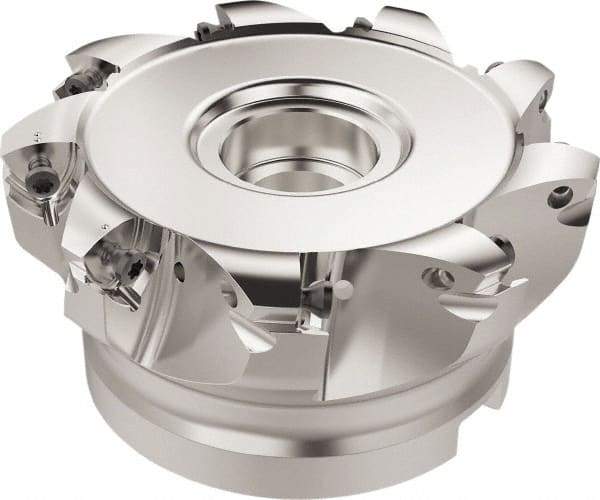 Seco - 9 Inserts, 83.6mm Cutter Diam, 1.8mm Max Depth of Cut, Indexable High-Feed Face Mill - 32mm Arbor Hole Diam, 14.4mm Keyway Width, 50mm High, R220.21 Toolholder, 218.19-160.. Inserts, Series R220.21 - Exact Tool & Supply