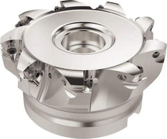 Seco - 9 Inserts, 83.6mm Cutter Diam, 1.8mm Max Depth of Cut, Indexable High-Feed Face Mill - 32mm Arbor Hole Diam, 14.4mm Keyway Width, 50mm High, R220.21 Toolholder, 218.19-160.. Inserts, Series R220.21 - Exact Tool & Supply