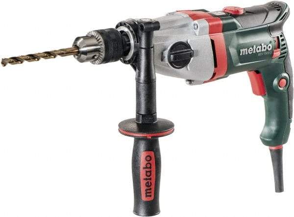 Metabo - 1/2" Keyed Chuck, 0 to 1,000/0 to 3,100 RPM, Pistol Grip Handle Electric Drill - 9.6 Amps, 120 Volts, Reversible - Exact Tool & Supply