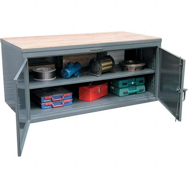 Strong Hold - Stationary Work Benches, Tables Type: Work Bench Top Material: Maple work surface 1-3/4" thick - Exact Tool & Supply