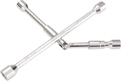 OEM Tools - 14" Long Cross Shaped Lug Nut Wrench Tire Iron - Folding, 11/16, 3/4, 13/16, 7/8" Hex, 17, 19, 21, 22mm - Exact Tool & Supply