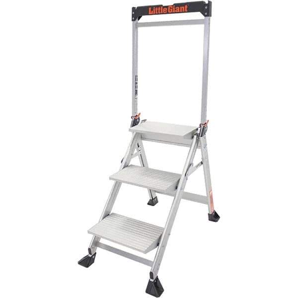 Little Giant Ladder - 3 Steps, 3' High, Type IAA Rating, Aluminum Step Stand - 375 Lb Capacity, 21-1/2" Base Width - Exact Tool & Supply