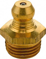 Umeta - Straight Head Angle, M12x1.50 Metric Brass Standard Grease Fitting - 14mm Hex, 17.5mm Overall Height, 6.5mm Shank Length - Exact Tool & Supply