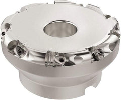 Seco - 67.26mm Cut Diam, 6mm Max Depth, 40mm Arbor Hole, 9 Inserts, RN.. 1207 Insert Style, Indexable Copy Face Mill - R220.26 Cutter Style, 7,500 Max RPM, 63mm High, Series R220.26 - Exact Tool & Supply