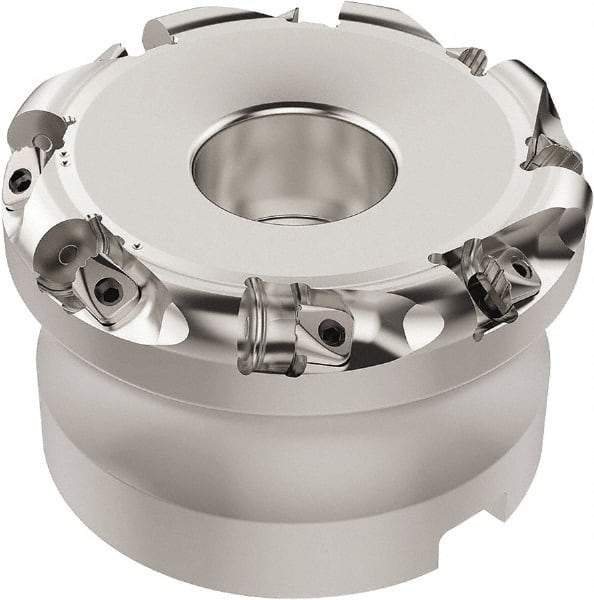Seco - 50.32mm Cut Diam, 6mm Max Depth, 40mm Arbor Hole, 8 Inserts, RN.. 1207 Insert Style, Indexable Copy Face Mill - R220.26 Cutter Style, 8,400 Max RPM, 63mm High, Through Coolant, Series R220.26 - Exact Tool & Supply