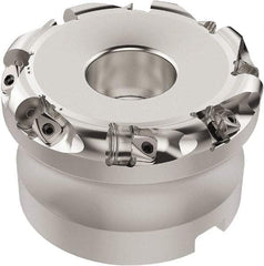Seco - 50.32mm Cut Diam, 6mm Max Depth, 40mm Arbor Hole, 8 Inserts, RN.. 1207 Insert Style, Indexable Copy Face Mill - R220.26 Cutter Style, 8,400 Max RPM, 63mm High, Through Coolant, Series R220.26 - Exact Tool & Supply