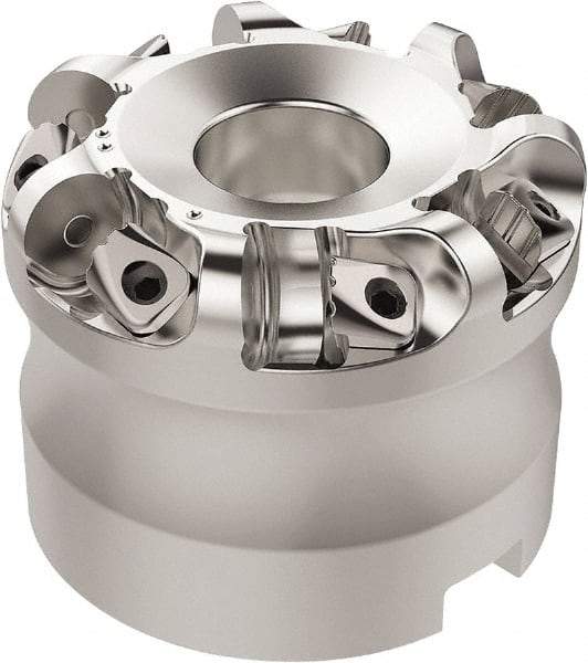 Seco - 37.33mm Cut Diam, 6mm Max Depth, 27mm Arbor Hole, 7 Inserts, RN.. 1207 Insert Style, Indexable Copy Face Mill - R220.26 Cutter Style, 10,600 Max RPM, 50mm High, Through Coolant, Series R220.26 - Exact Tool & Supply