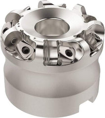Seco - 37.33mm Cut Diam, 6mm Max Depth, 27mm Arbor Hole, 7 Inserts, RN.. 1207 Insert Style, Indexable Copy Face Mill - R220.26 Cutter Style, 10,600 Max RPM, 50mm High, Through Coolant, Series R220.26 - Exact Tool & Supply