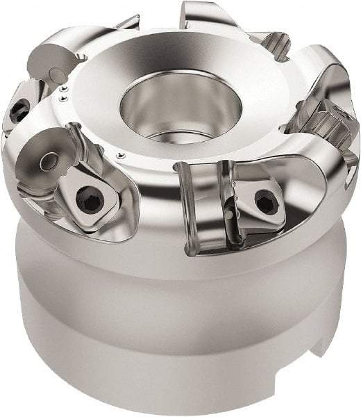 Seco - 50.32mm Cut Diam, 6mm Max Depth, 27mm Arbor Hole, 6 Inserts, RN.. 1207 Insert Style, Indexable Copy Face Mill - R220.26 Cutter Style, 10,600 Max RPM, 50mm High, Through Coolant, Series R220.26 - Exact Tool & Supply