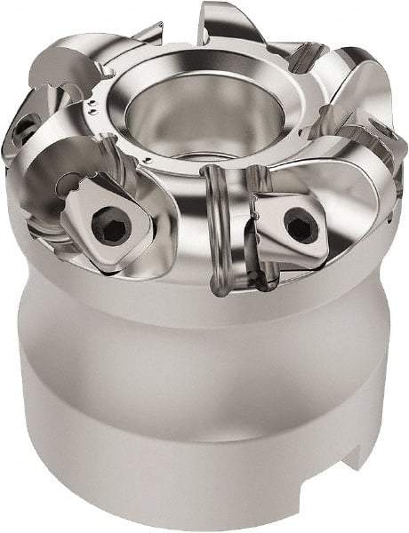 Seco - 37.33mm Cut Diam, 6mm Max Depth, 22mm Arbor Hole, 6 Inserts, RN.. 1204 Insert Style, Indexable Copy Face Mill - R220.26 Cutter Style, 16,700 Max RPM, 45mm High, Through Coolant, Series R220.26 - Exact Tool & Supply