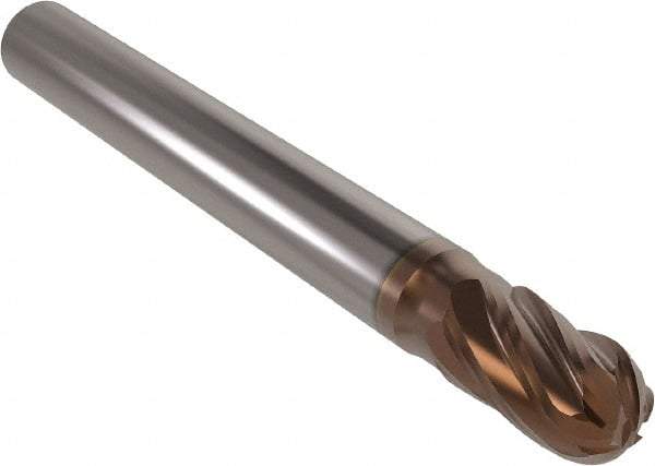 Seco - 8mm Diam, 13mm LOC, 6 Flute Solid Carbide Ball End Mill - HXT Finish, Single End, 58mm OAL, 8mm Shank Diam, Spiral Flute - Exact Tool & Supply