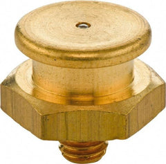 Umeta - Straight Head Angle, M8x1.25 Metric Brass Button-Head Grease Fitting - 17mm Hex, 17mm Overall Height - Exact Tool & Supply