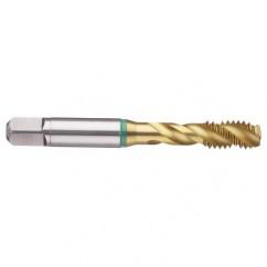 M12x1.25 6H 3-Flute Cobalt Green Ring Semi-Bottoming 40 degree Spiral Flute Tap-TiN - Exact Tool & Supply