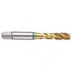M12x1.25 6H 3-Flute Cobalt Green Ring Semi-Bottoming 40 degree Spiral Flute Tap-TiN - Exact Tool & Supply