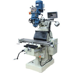 Baileigh - 9" Table Width x 42" Table Length, Step Pulley Control, 1 Phase Knee Milling Machine - R8 Spindle Taper, 3 hp - Exact Tool & Supply