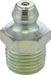Umeta - Straight Head Angle, M12x1.75 Metric Steel Standard Grease Fitting - 14mm Hex, 17.5mm Overall Height, 6.5mm Shank Length, Zinc Plated Finish - Exact Tool & Supply