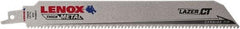 Lenox - 9" Long x 1" Thick, Bi-Metal Reciprocating Saw Blade - Tapered Profile, 8 TPI, Toothed Edge, Tang Shank - Exact Tool & Supply