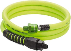Legacy - 3/8" ID x 0.61" OD 6' Long Lead-In Whip Hose - MNPT High Flow Ball Swivel x MNPT Ends, 300 Working psi, -40 to 140°F, 1/4" Fitting, Green - Exact Tool & Supply