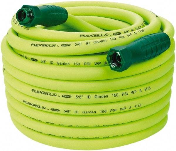 Legacy - 100' Long Garden Hose - 5/8" Diam, 3/4" GHT, Hybrid Polymer, 150 psi, All Season, Green - Exact Tool & Supply