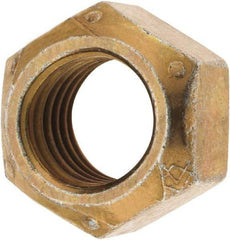 Made in USA - 5/8-11 Grade C Hex Lock Nut with Distorted Thread - Zinc Yellow with Wax Finish - Exact Tool & Supply