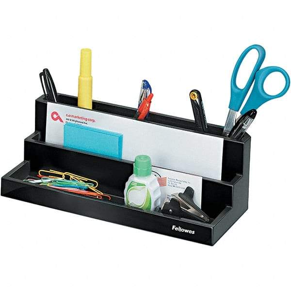 FELLOWES - Black Pearl Desk Top Organizer - Plastic - Exact Tool & Supply