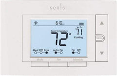White-Rodgers - 50 to 99°F, 4 Heat, 2 Cool, Digital Programmable Wi-Fi Universal Thermostat - 20 to 30 Volts, 1.77" Inside Depth x 1.77" Inside Height x 5-1/4" Inside Width, Horizontal Mount - Exact Tool & Supply