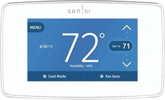 White-Rodgers - 50 to 99°F, 4 Heat, 2 Cool, Touch Screen Programmable Wi-Fi Universal Thermostat - 20 to 30 Volts, 1-1/4" Inside Depth x 1.77" Inside Height x 5-1/4" Inside Width, Horizontal Mount - Exact Tool & Supply
