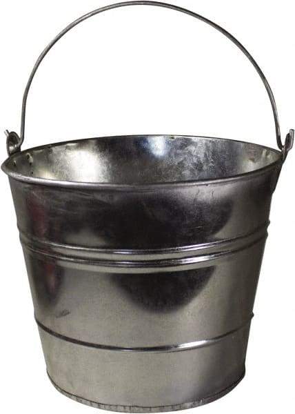 Funnel King - 12 Qt, 10" High, Galvanized Steel Round Silver Single Pail - Handle Included, 11-1/2" Top Diam - Exact Tool & Supply
