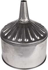 Funnel King - 8 Qt Capacity Galvanized Steel Funnel - 9-5/8" Mouth OD, 1" Tip OD, 3-1/2" Straight Spout, Silver - Exact Tool & Supply