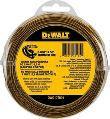 DeWALT - 0.08" Diam, 50' Long String Trimmer Replacment Line - For DCST920B, DCST920P1, DCST970X1, DCST990B, DCST990H1, DCST990M1 - Exact Tool & Supply