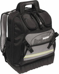 Bucket Boss - 24 Pocket Black, Yellow & Gray Ballistic Polyester Tool Bag - 14" Wide x 10" Deep x 18" High - Exact Tool & Supply