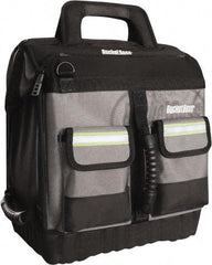 Bucket Boss - 16 Pocket Black, Yellow & Gray Ballistic Polyester Tool Bag - 14" Wide x 11" Deep x 14" High - Exact Tool & Supply