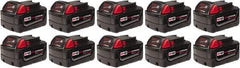 Milwaukee Tool - 18 Volt Lithium-Ion Power Tool Battery - 5 Ahr Capacity, 1 hr Charge Time, Series M18 XC RED - Exact Tool & Supply