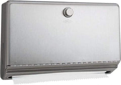 Bobrick - Manual, Stainless Steel Paper Towel Dispenser - 7.13" High x 11" Wide x 4" Deep, 200 C-Fold or 275 Multi-Fold, Silver - Exact Tool & Supply