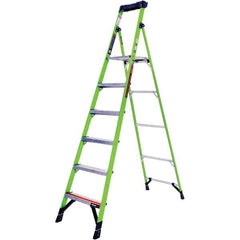 Little Giant Ladder - 6 Steps, 8' High, Type IAA Rating, Fiberglass Step Ladder - 375 Lb Capacity, 24" Base Width - Exact Tool & Supply