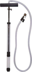 LiquiTube - 12.8 Strokes per Gal, 1/8" Outlet, 0.46 GPM, Aluminum, Brass, PVC & Plastic Hand Operated Drum Pump - 10 oz per Stroke, 22-1/4" OAL, For 5 Gal Drums, For Tire Sealants - Exact Tool & Supply