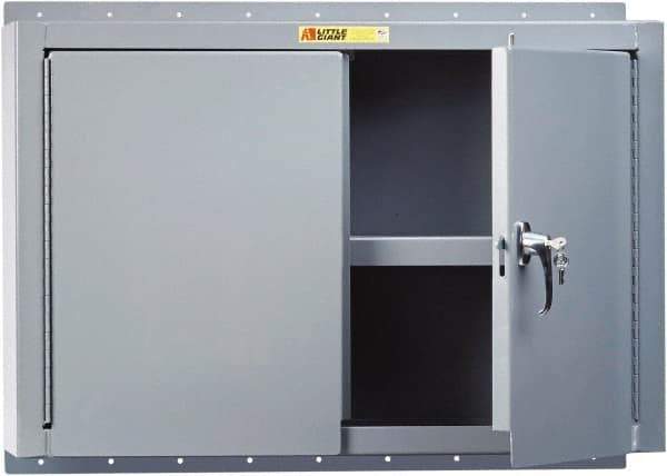 Little Giant - 2 Shelf Wall Storage Cabinet - Steel, 48" Wide x 10" Deep x 24" High, Gray - Exact Tool & Supply